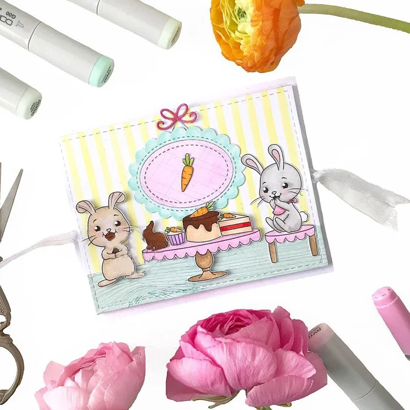Jcarter прозрачные марки для Easter Пасхальный кролик резиновый штамп Силиконовые