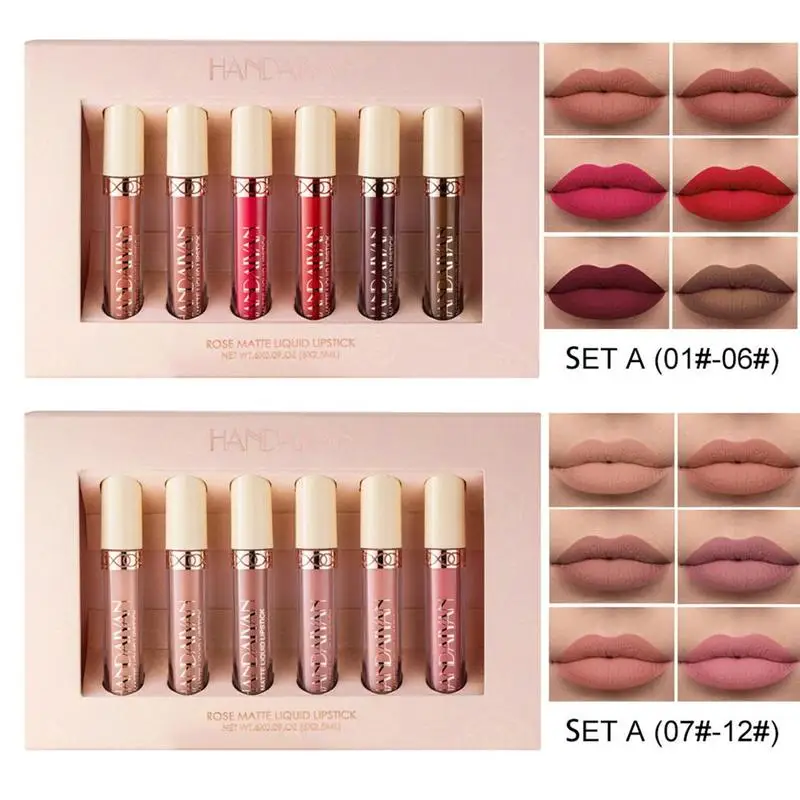 

1/6 Pcs Matte Liquid Lipstick Set Dwaterproof Water Moisturizing Female Lipstick Long Tubes Lasting Cosmetics Tint Lip S6M2