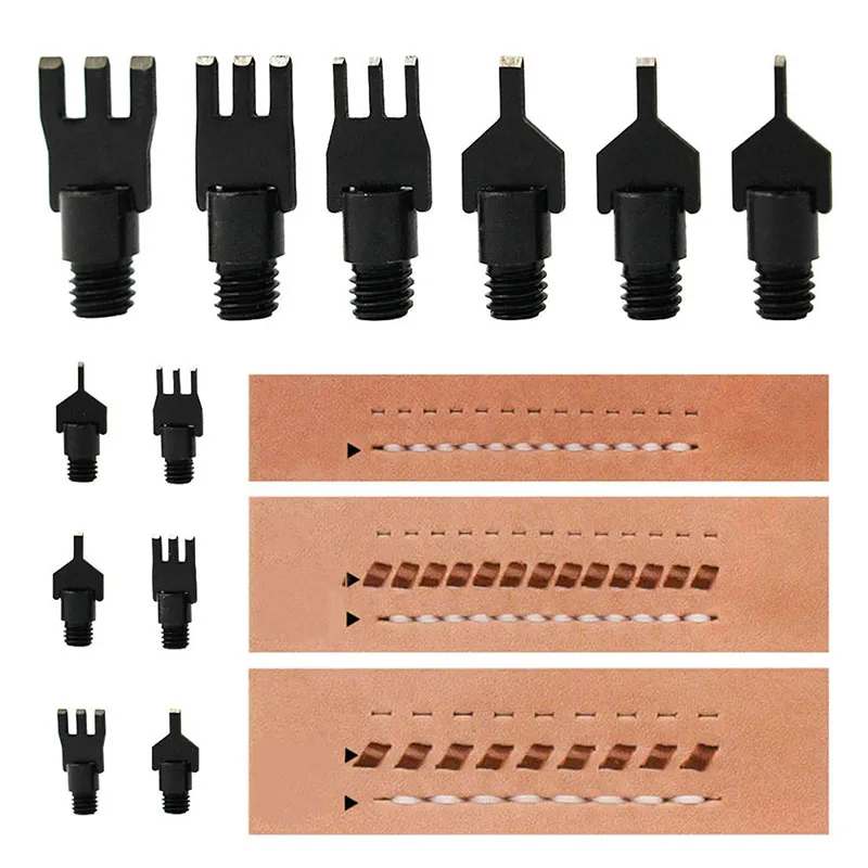 Набор инструментов с плоской кожаной перфорацией стальная ручка Сменная головка