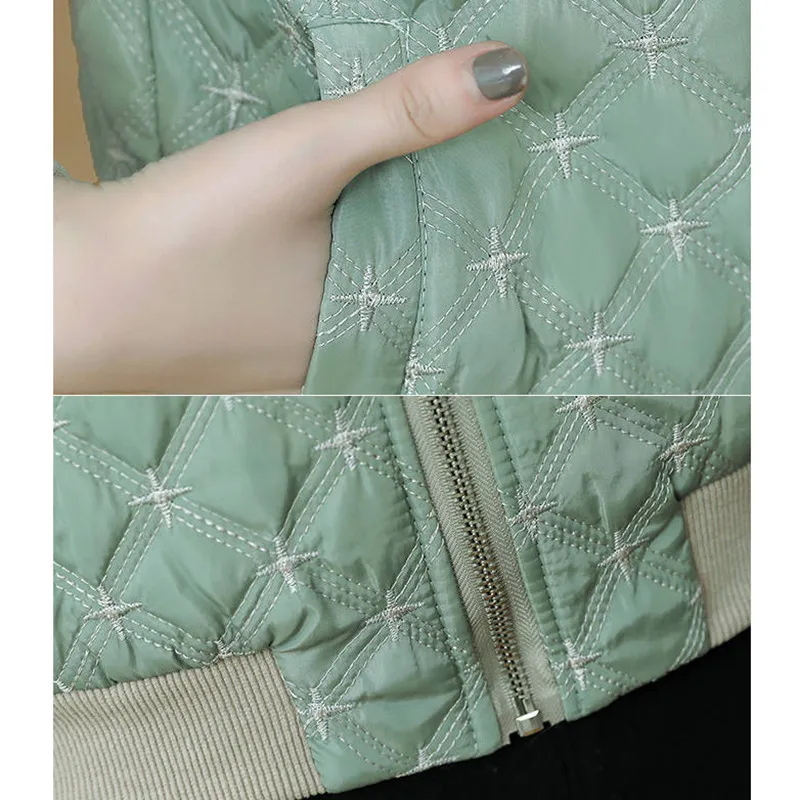 Женская хлопковая куртка с вышивкой высококачественный ультра-светильник