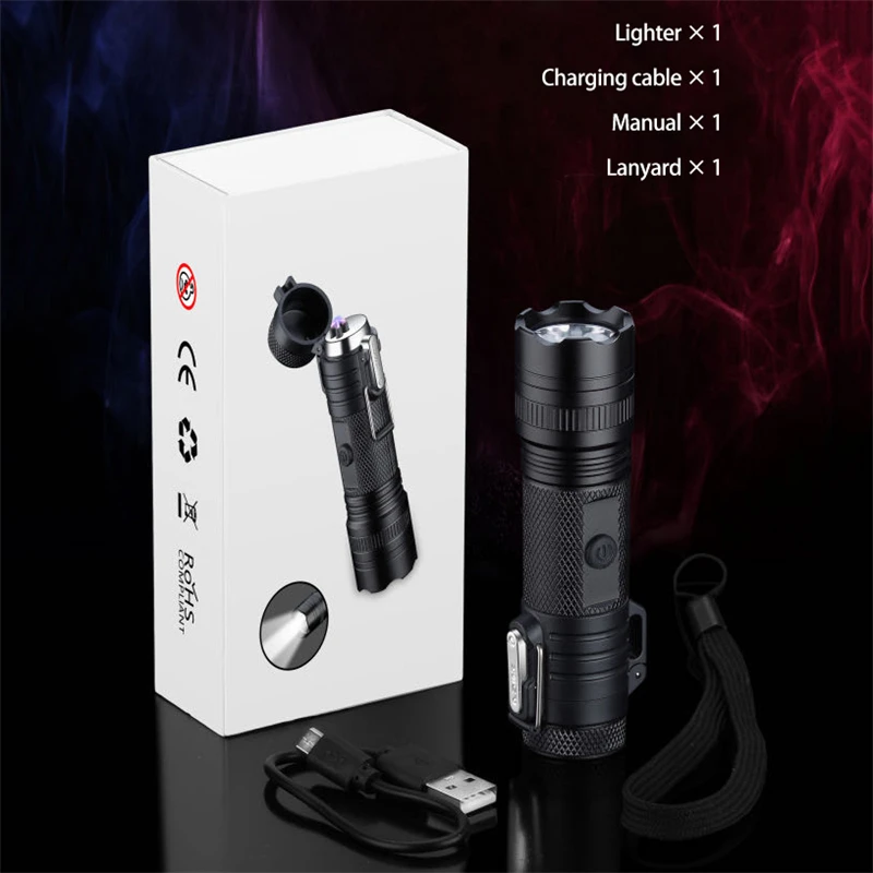 

Electronic Lighters Waterproof Outdoor Lighting Plasma Arc Lighters Flashlights USB Recharge Smoking Accessories Gadgets for Men