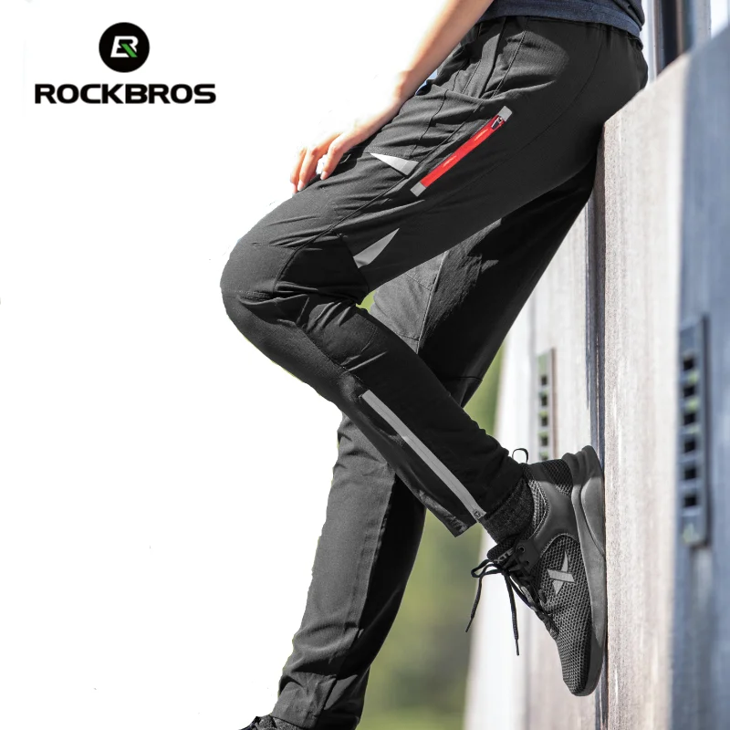 

ROCKBROS Light Comfortable Cycling Pants Men Women Spring Summer Breathable Hight Elasticity Sports Pants Reflective Trousers