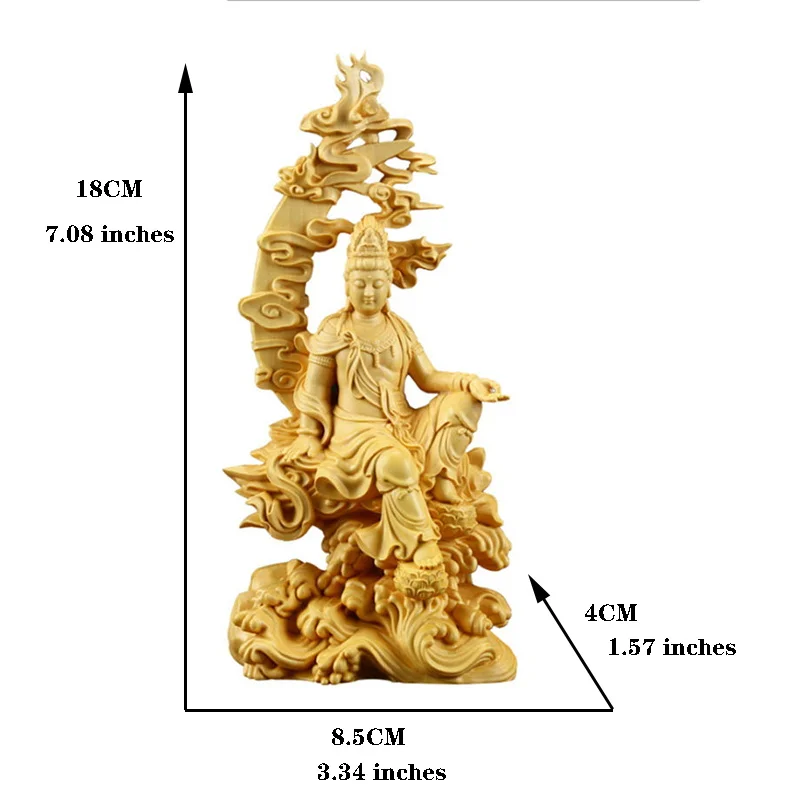 Твердая древесина воды Луна статуя Гуаньинь тонкой резьбой КИТАЙСКИЙ статуи
