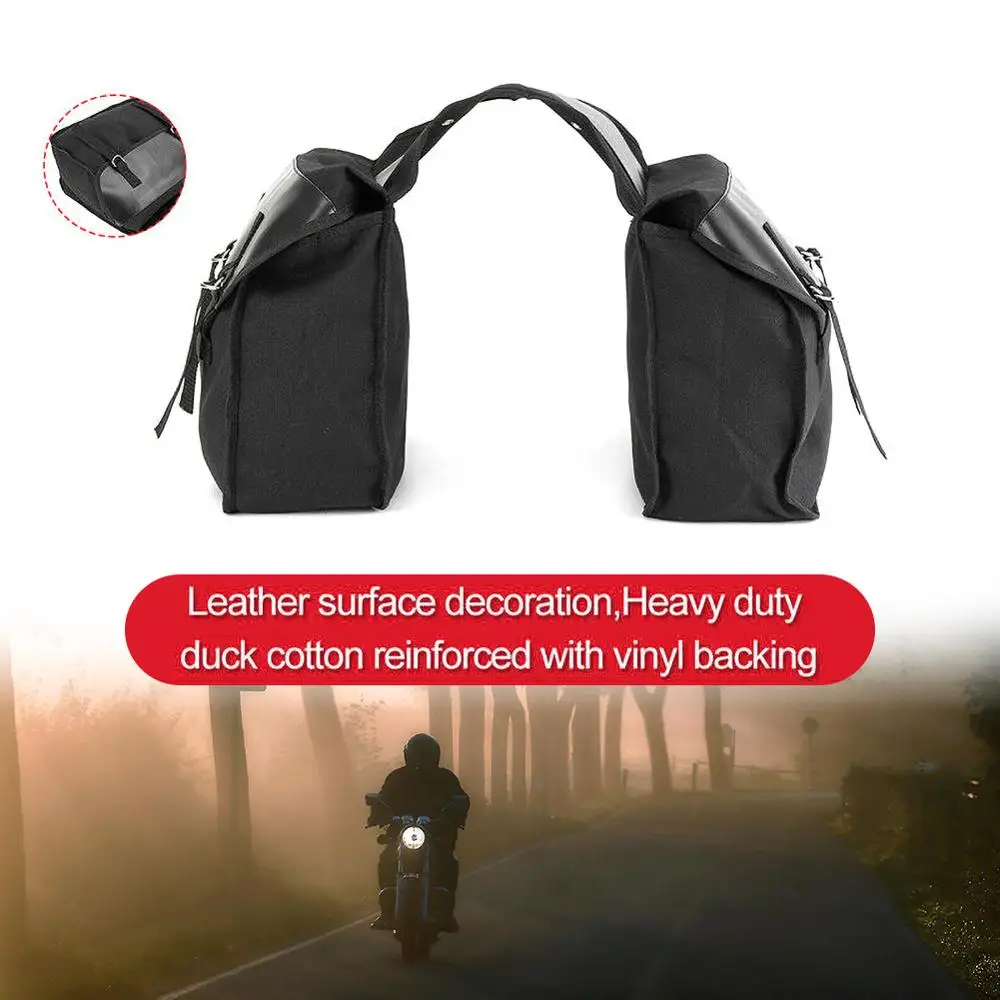 

Motorbike Touring Saddle Bag Motorcycle Black Canvas Waterproof Panniers Box