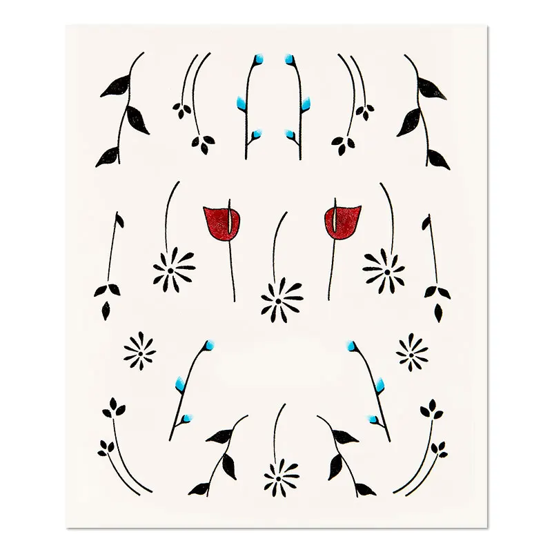 Геометрические Водные Наклейки для ногтей с четырьмя лилилиями шикарные цветами