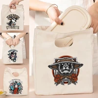 women bag canvas thermal lunch tote bageco shopper storage bags2022 samurai print picnics organizer storage travel bags