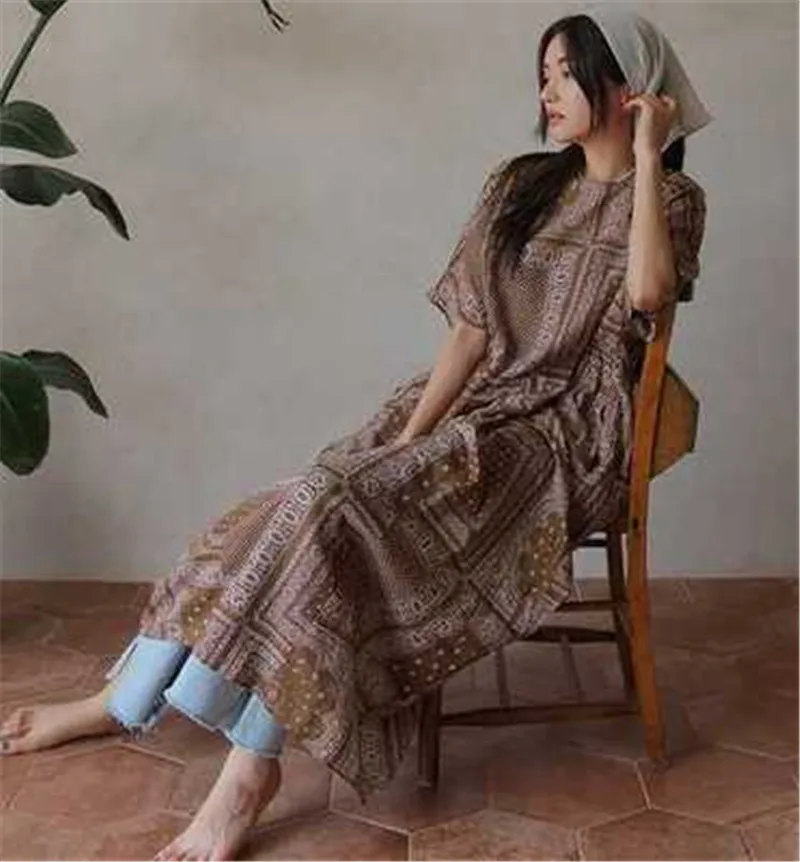 2020 Новое поступление лоскутное народное стильное Свободное длинное летнее