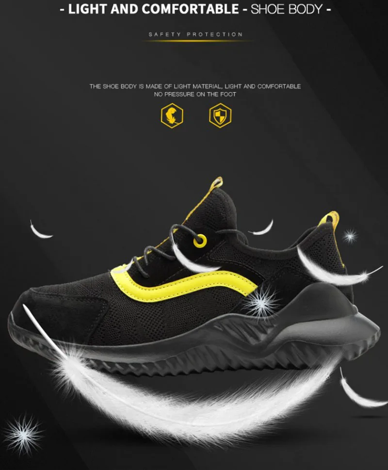 New Indestructible Men's Steel Toe Safety Boots Breathable Anti-smashing Puncture-Proof Work Shoes Welder Safety Boot Sneakers