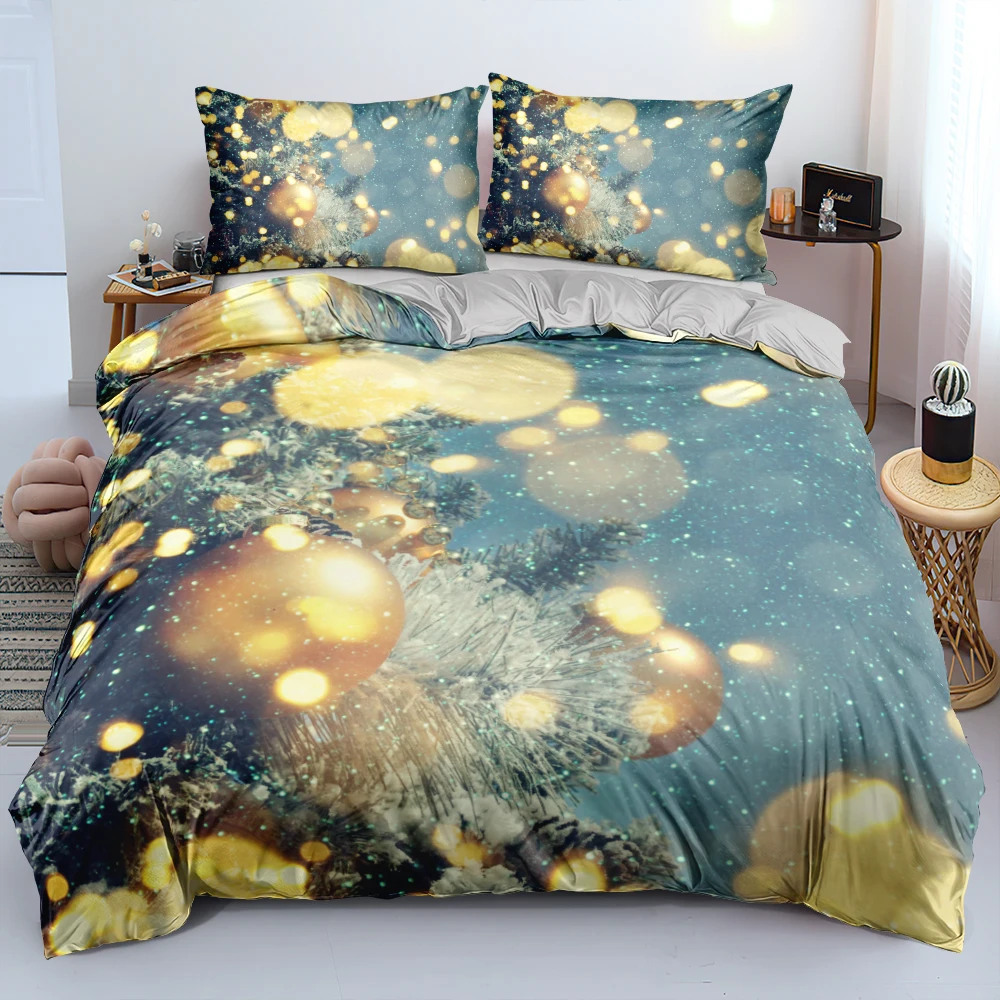 

Merry Christmas Duvet Cover Set Winter Snowman 3D Print 173x230cm Comforter Cover Pillow Shams Bed Collection For Christmas Gift