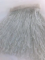1 8 yards off white beads tassel ribbon fringe trim for millinery craftdance costumehaute couture dressgreenbluepink