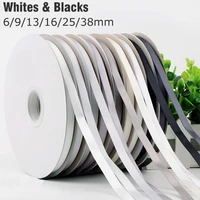 6913162538mm white black double face satin ribbon solid color 100 polyester dense thick silky tapes gift wrap 941766