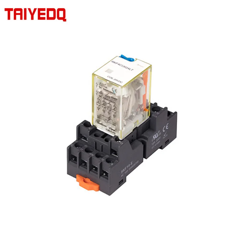 

Plug-in Miniature Power Intermediate Relay + With Socket RKF4C Set 6A 14 Feet 4NO4NC Electromagnetic Relay DC24 AC230