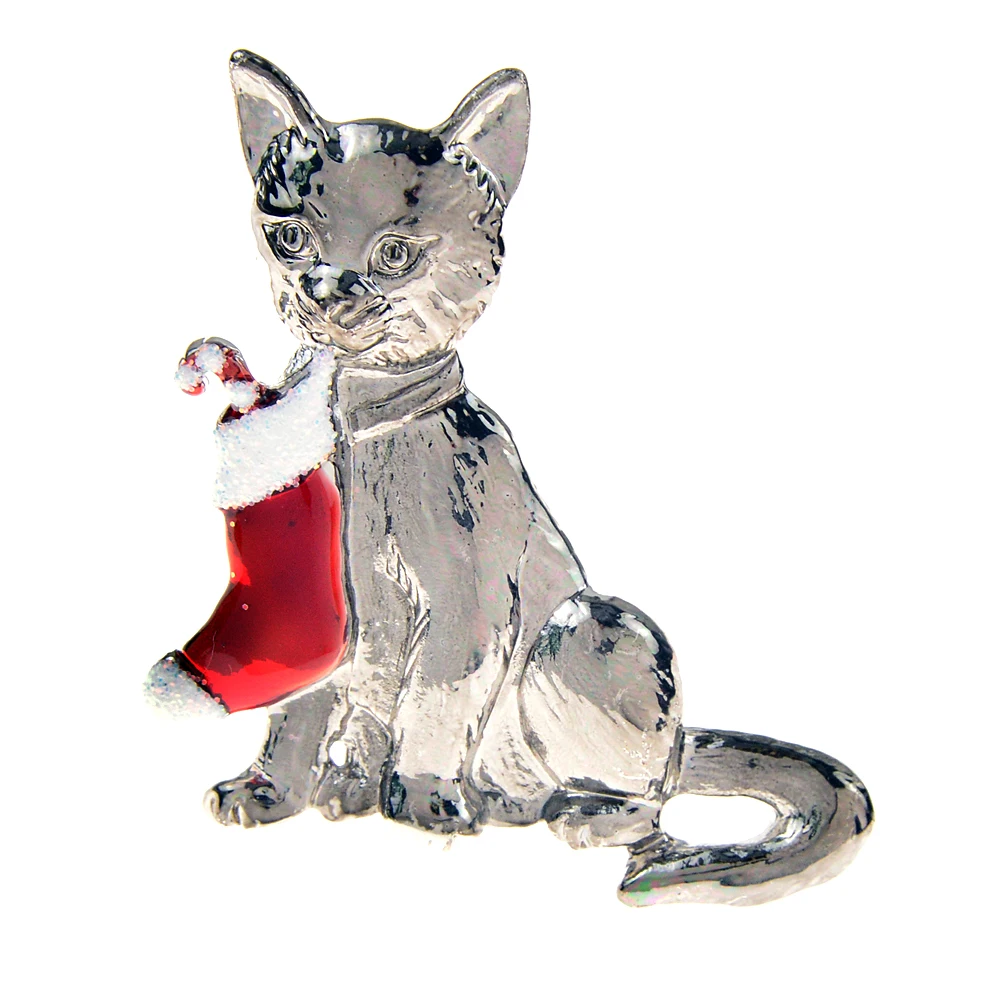 CINDY XIANG кошка с Рождественский носок в его брошь виде губ животными праздничные