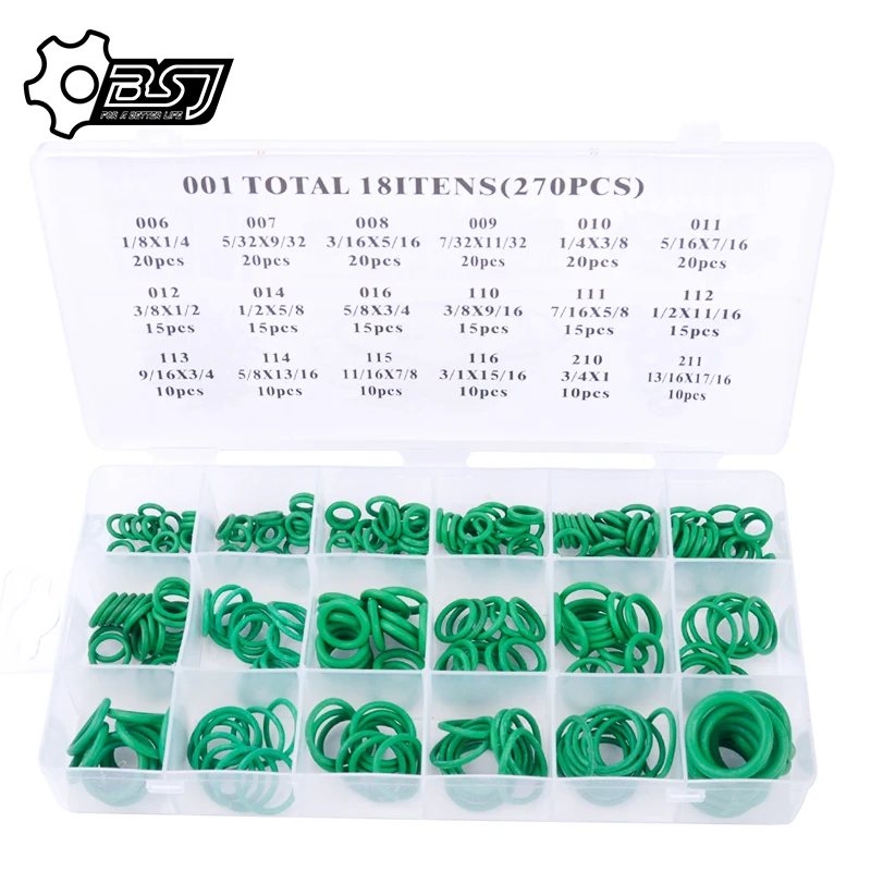 

Suleve Air Conditioning Rubber Washer Assortment for R22 R134a Green/Purple Standard Parts 270pc Seal O-ring Gaskets Sets