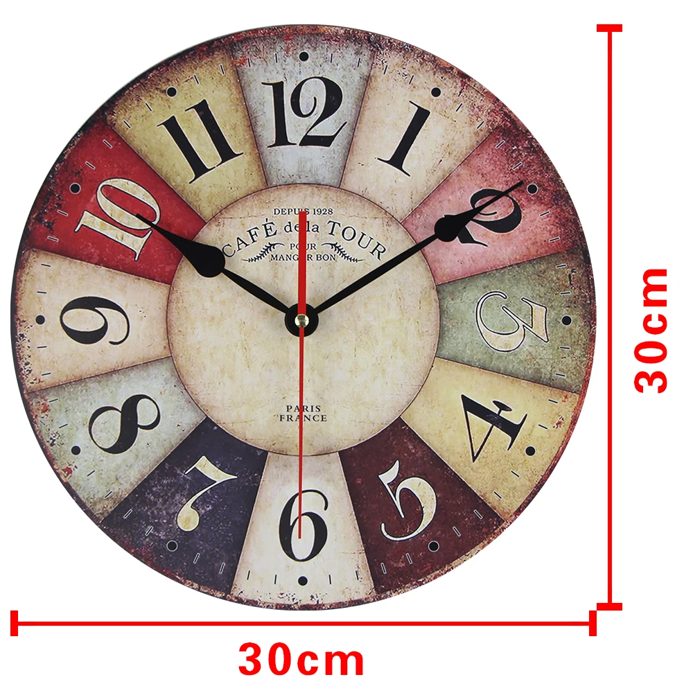 Настенные часы винтажные МДФ деревянные деревенский стиль арабские цифры