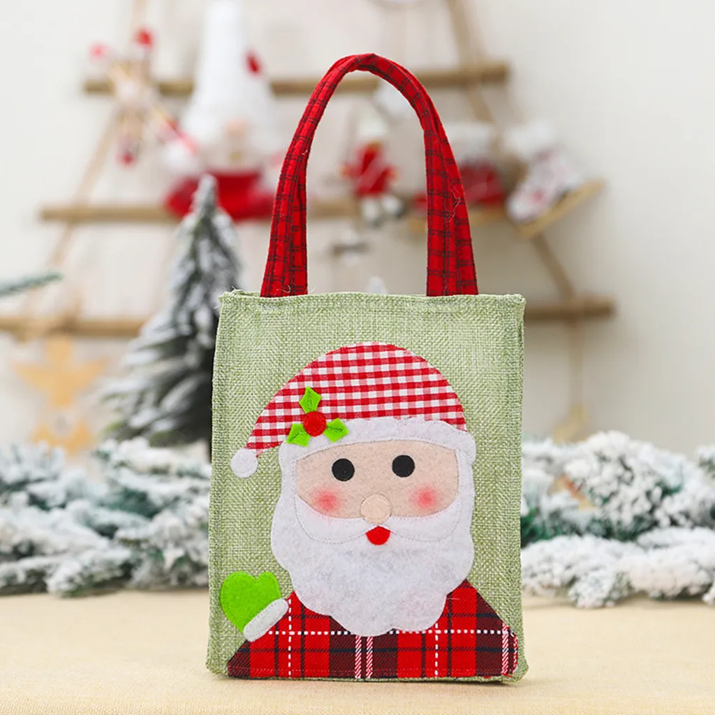 Многоразовая холщовая Рождественская сумка для покупок красная мультяшная