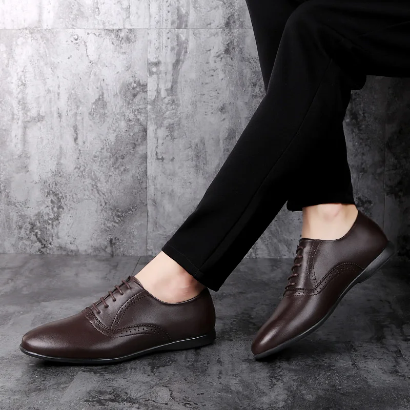 Обувь из натуральной коровьей кожи мужские оксфорды модные мокасины мужская