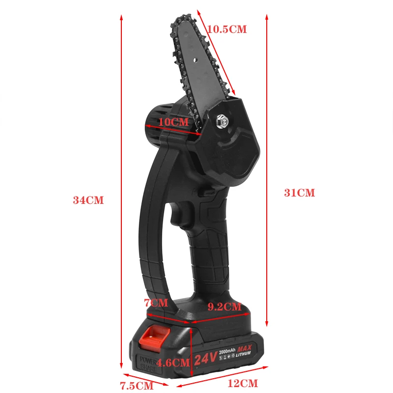 

4 Inches Mini Electric Chain Saw With 1/2 Battery Rechargeable Woodworking Pruning Garden Tool Cordless