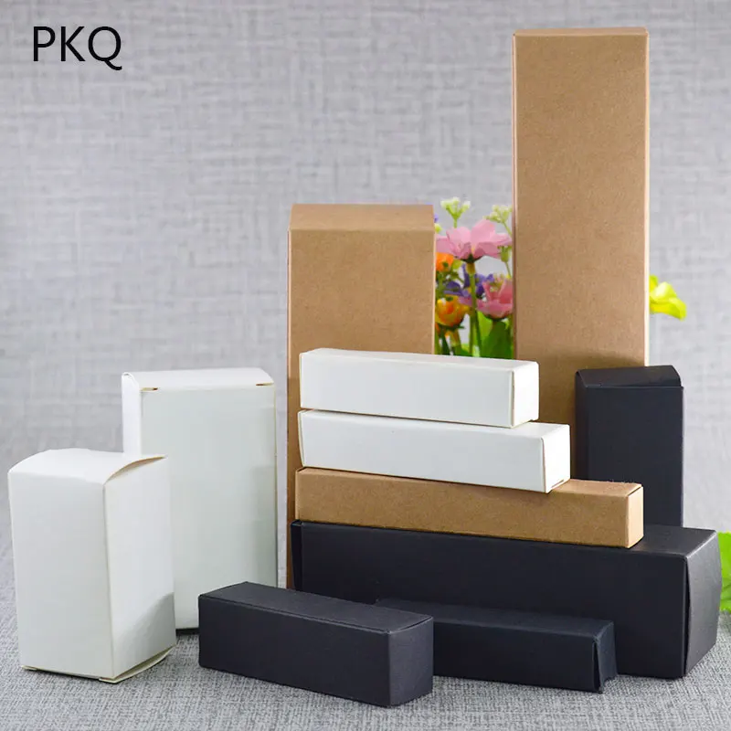 10pcs White Kraft Paper Box Black Cardboard Gift Boxes Brown Craft Lipstick Packaging Oil Bottle Cosmetic 5 sizes | Дом и сад