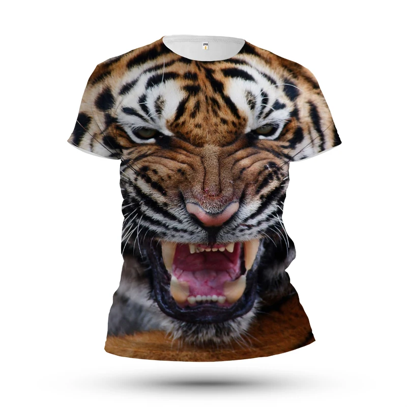 

Уличный Топ В Стиле Хип-Хоп Harajuku с трехмерным принтом тигра, модная повседневная Летняя мужская футболка большого размера с коротким рукаво...