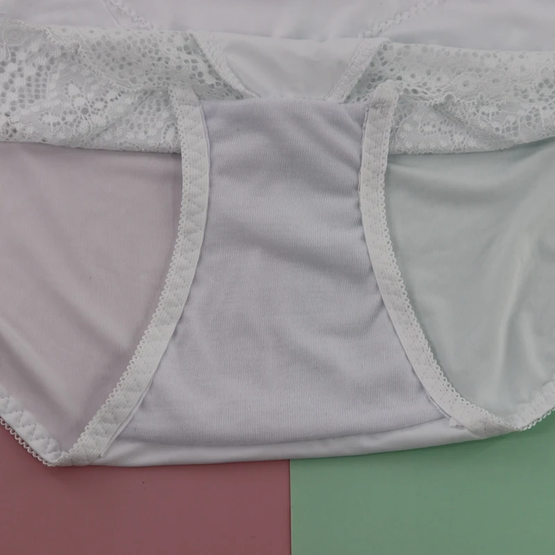 

Parifairy Large Size 2Xl 3Xl 4Xl 5Xl 6Xl 7Xl Women Ultra-Thin Cotton Briefs Black White Beige Solid Color Floral Lace Panties