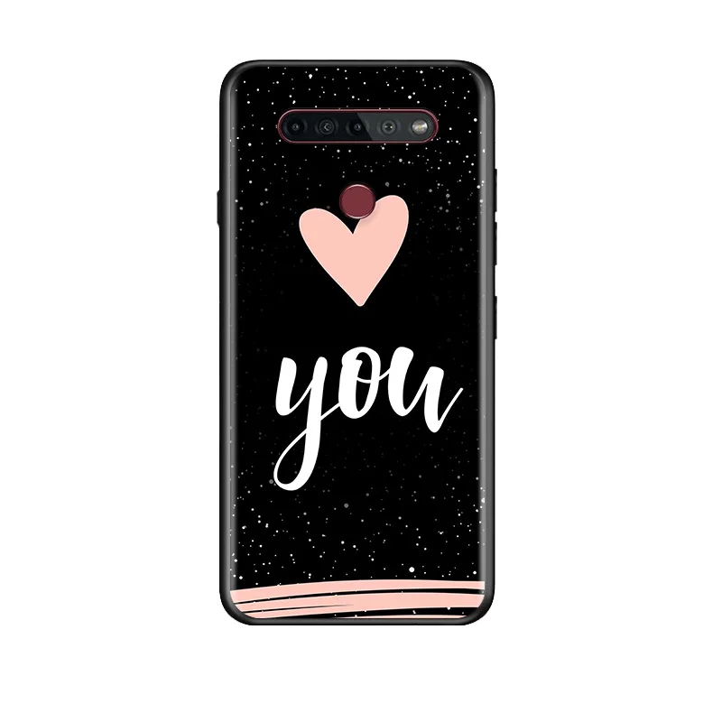 

I Love you Pink Heart For LG G8 V30 V35 V40 V50 V60 Q60 K40S K50S K41S K51S K61 K71 K22 ThinQ 5G TPU Silicone Black Phone Case