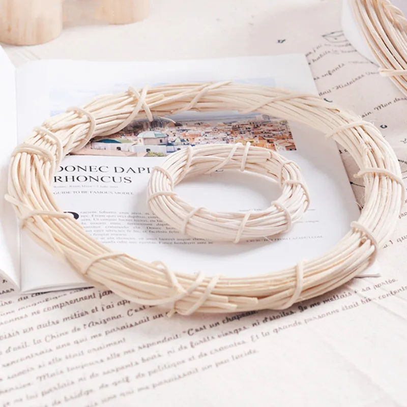 Белое раттановое кольцо искусственных гирлянд и венков с сухими цветами размером от 8 до 25 см для декора дома на Рождество, Пасху и свадьбу в стиле DIY.