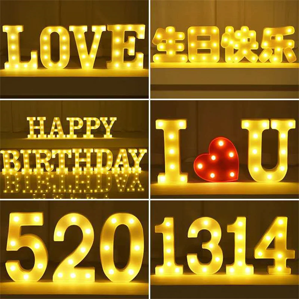 Светящиеся буквы алфавита сделай сам 26 дюймов 0-9 светильник ночник с цифрами 3D