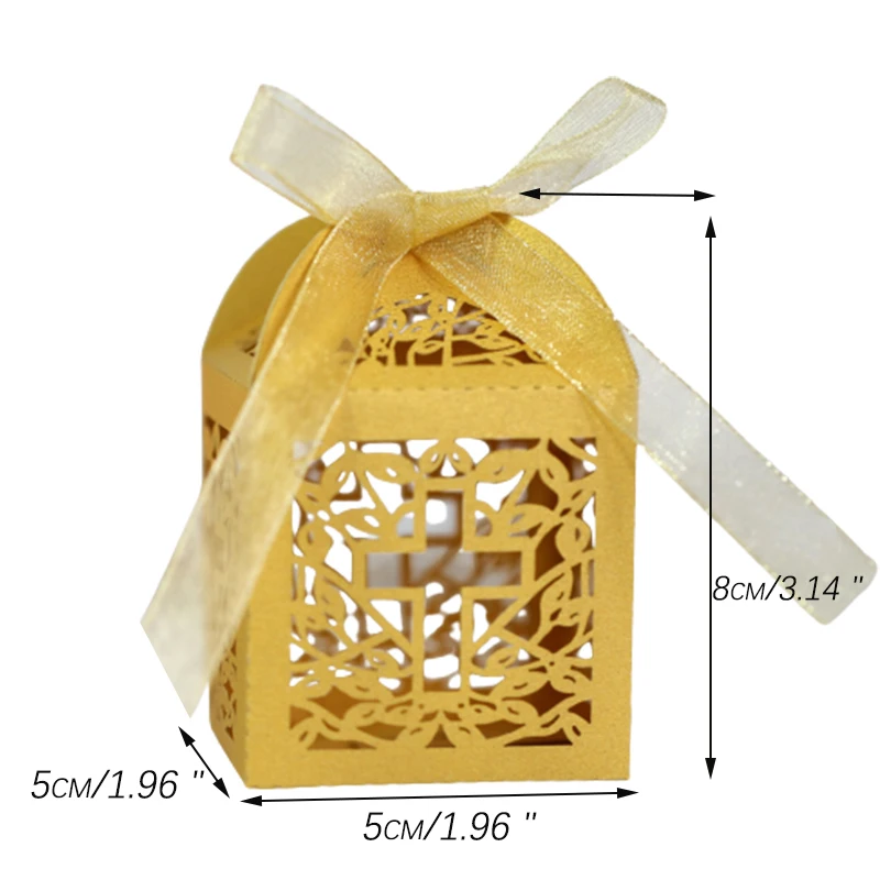 10 шт. крест Лазерная резка свадебные сувениры подарки коробка полые религиозные