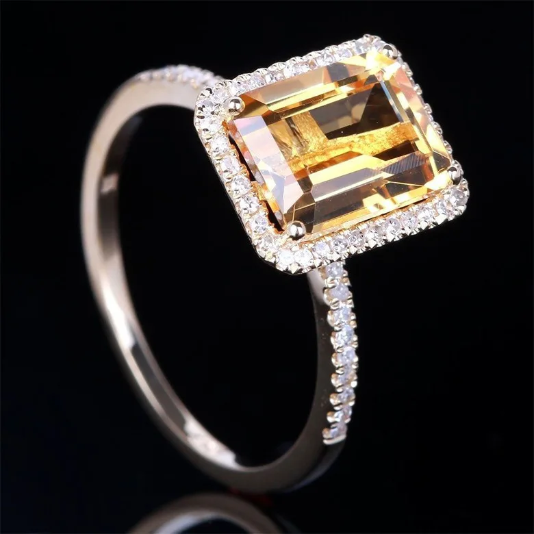 

S925 Sterling Silver Natural Yellow Topaz Engagement Ring Gem Bague Bizuteria for Women Sliver 925 Jewelry Women Bijoux Femme