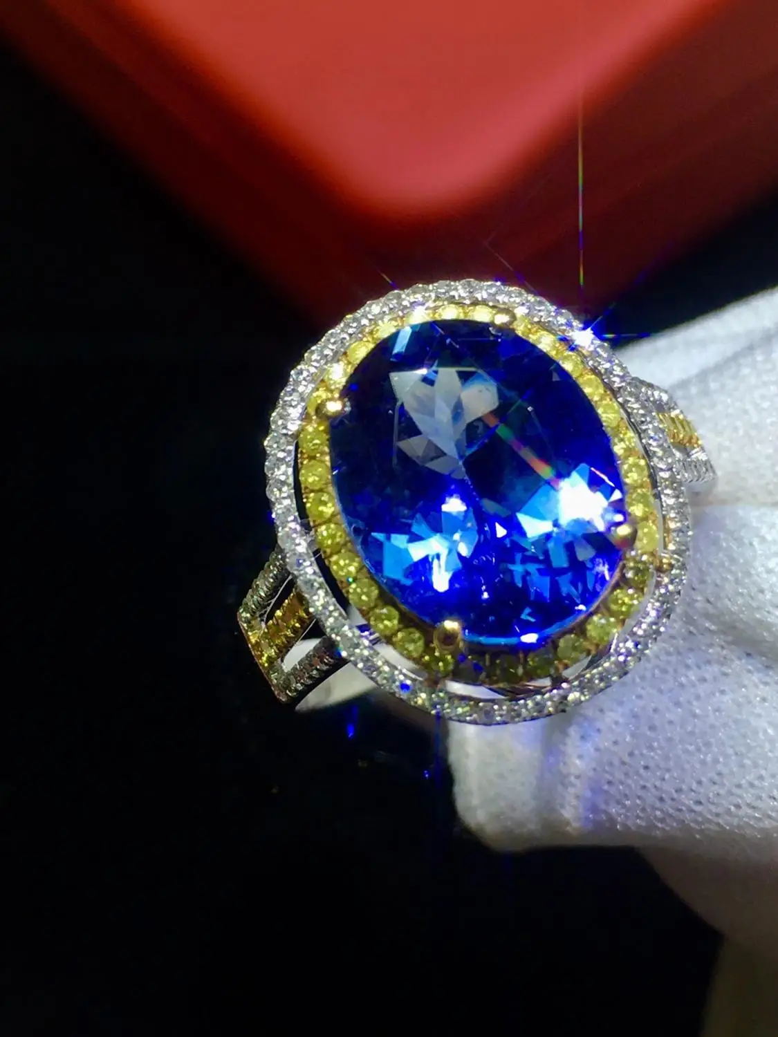 Кольцо с танзанитом ювелирные изделия из настоящего чистого золота 18 карат 100%