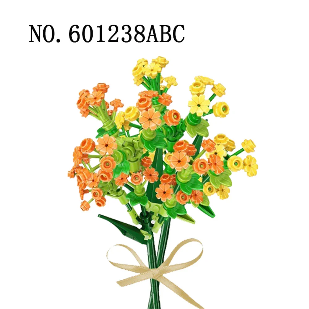 

601238 Colourful Flowers Bouquet Trifolium Repens L 3pcs/lot Plant DIY Mini Blocks Bricks Building Toy for Children Girls Gift