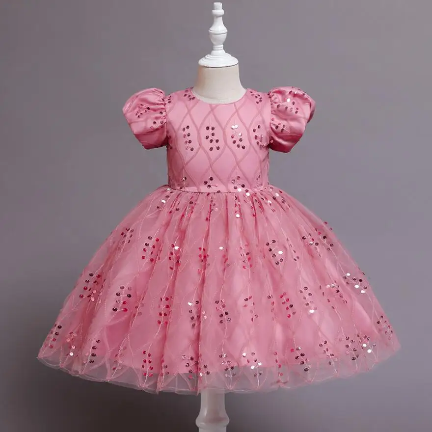 Юбка принцессы для девочки с рукавом-пузырьком детское красное элегантное