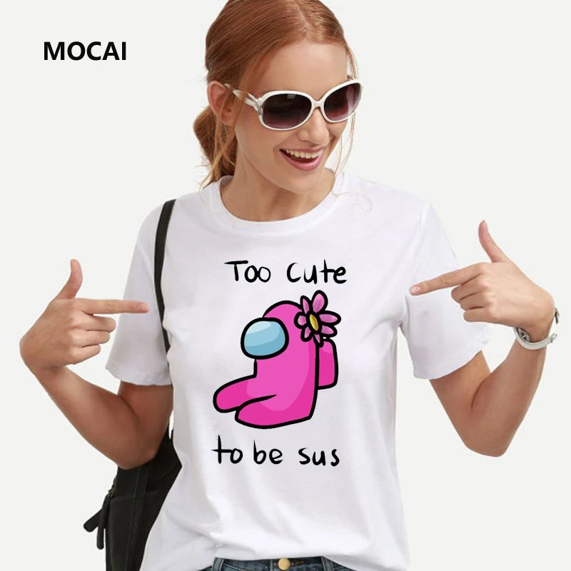 

2020 Aesthetic funny Among Us Game Women's Kawaii casual Print T-shirt lovers chic street style Gothic harajuku bottom Tops