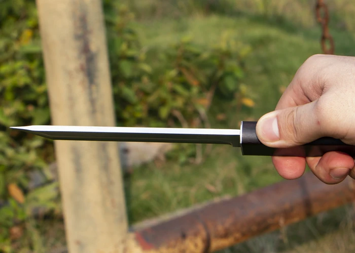 Новый нож Катана D2 танто Точка атласная лезвие черное дерево ручка с