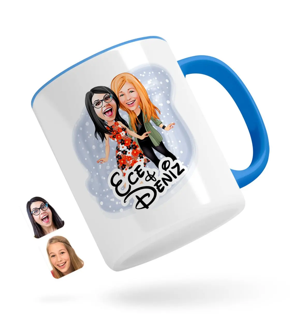 

Персонализированные сестры карикатура синего кружка Bardak-1