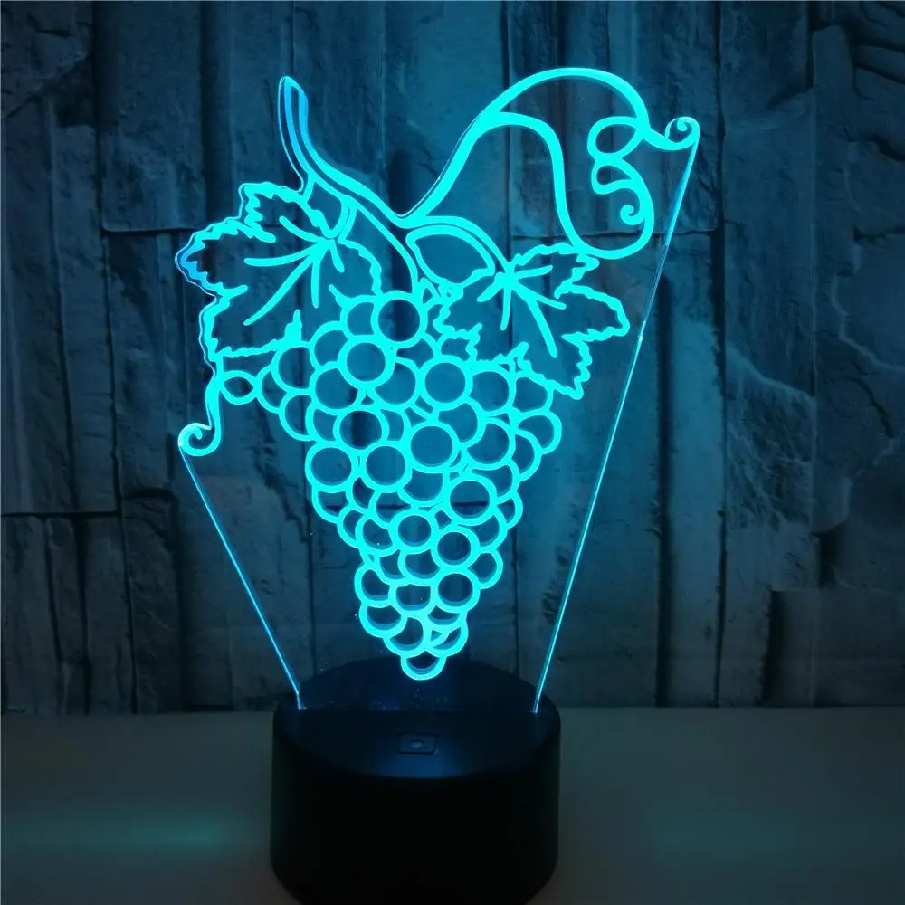 

7 Colors Changing Grapes 3D Illusion Lamp USB Remote Touch Night Lights for Home Bedroom Decor Lamps Bluetooth Speaker Lighting