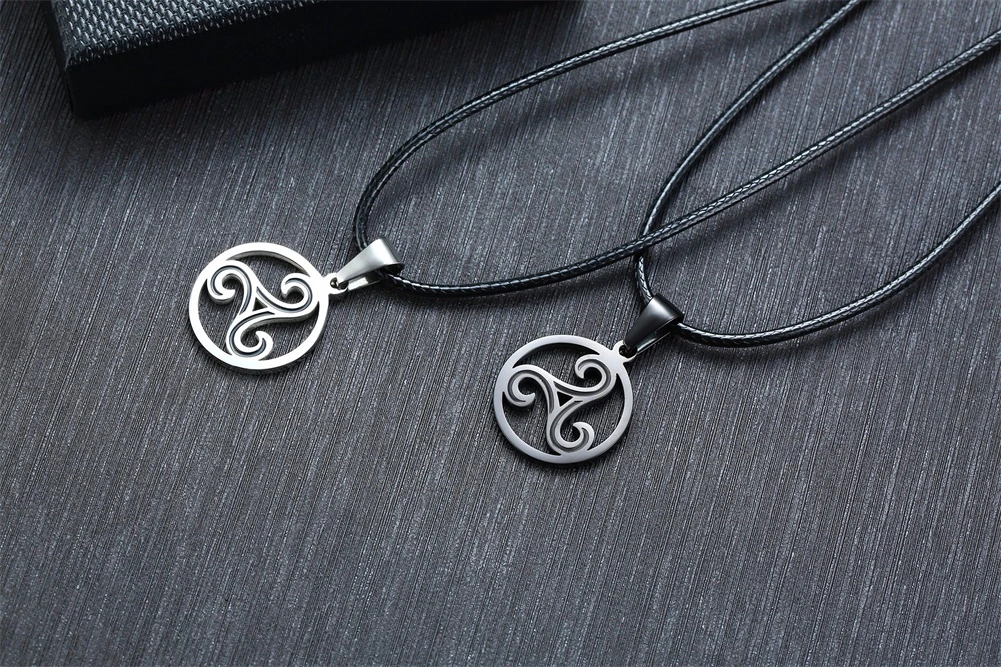 Серебряное ожерелье Triskelion с тройной спиральной подвеской, ожерелье из нержавеющей стали Bbc Renaissance, ювелирные изделия унисекс
