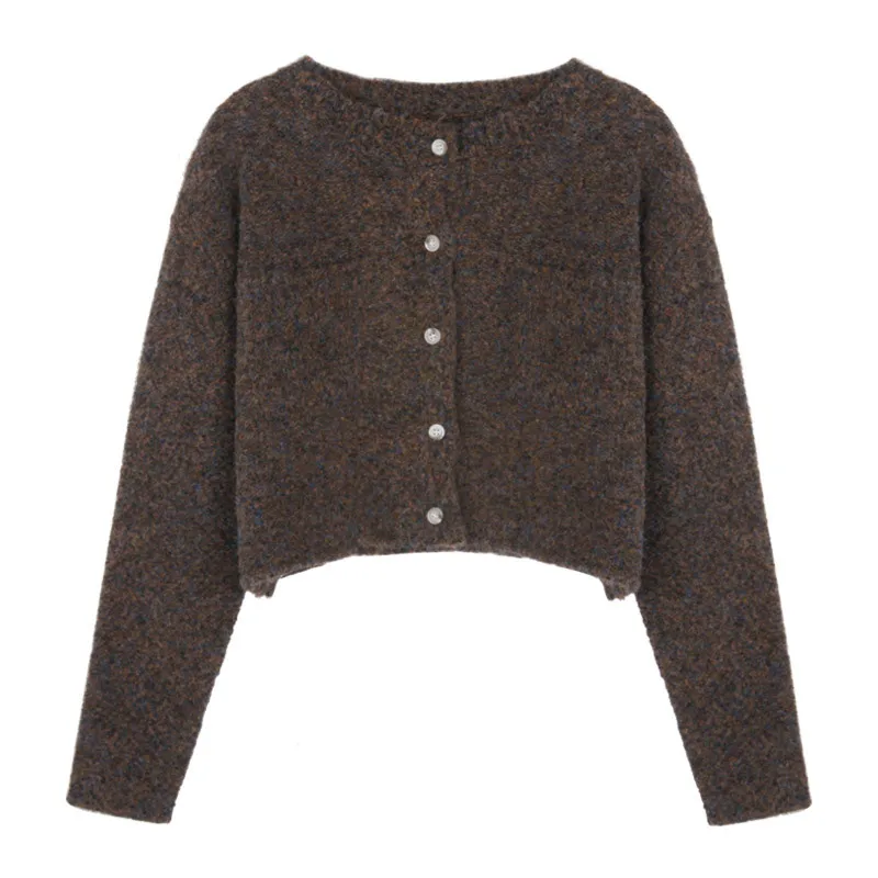 

Autumn Winter Knitted Sweater 2020 Cardigan Button Top Polyester Material Round Neck Fashion Versatile Loose Regular Korean