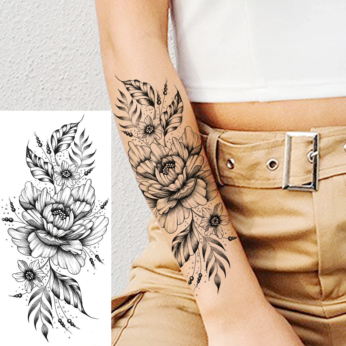 Реалистичные временные татуировки в виде подсолнуха для женщин букет взрослых