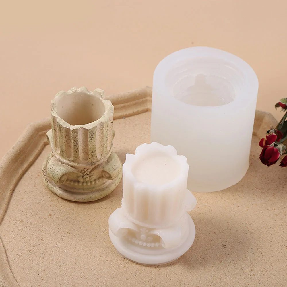 

Roman Column Candle Mold Vintage Style Construction Shape Decorative Candle Silicone Molds Handmade Creative Wax Mold