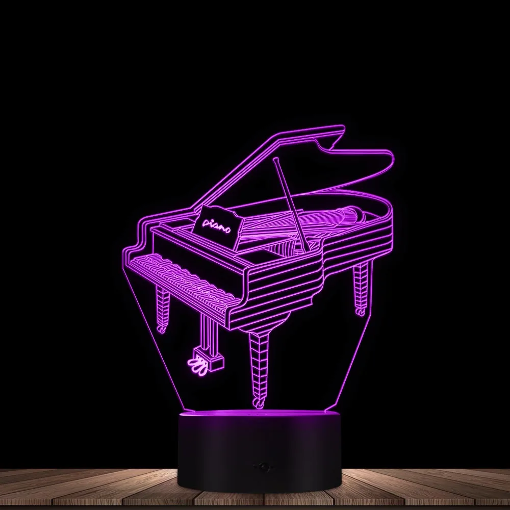 Piano 3D Visual Night Light Table Lamp Music Instrument Decorative Pianist Room LED Lighting Decor Gift For Her | Освещение