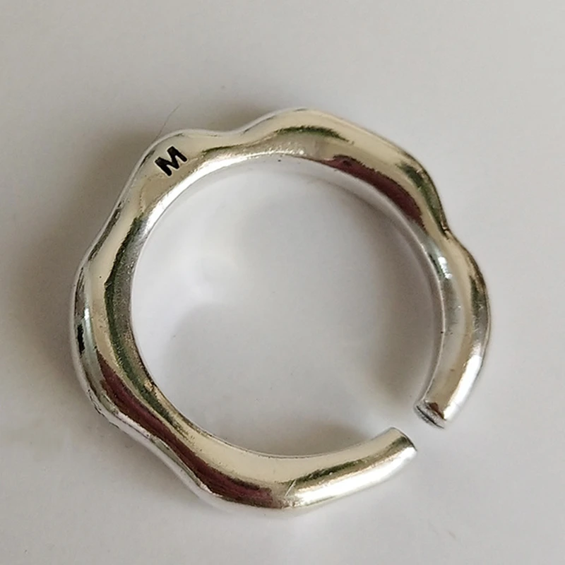 Настоящее 925 пробы Серебряное волнистое кольцо для модных женщин минималистское