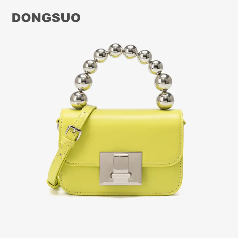 

Mini bag cute beaded pearl handle small tote handbag designer pink yellow white party purse crossbody messenger bag 2022 new