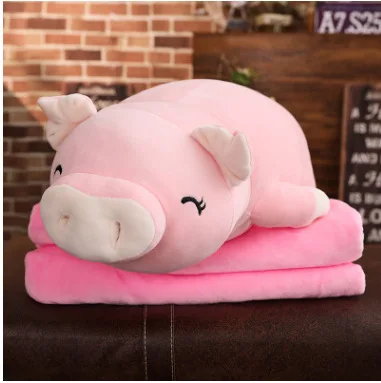 

Squishy Pig Stuffed Doll Lying Plush Piggy Toy White/Pink Animals Soft Plushie Hand Warmer Blanket Kids Comforting Gift