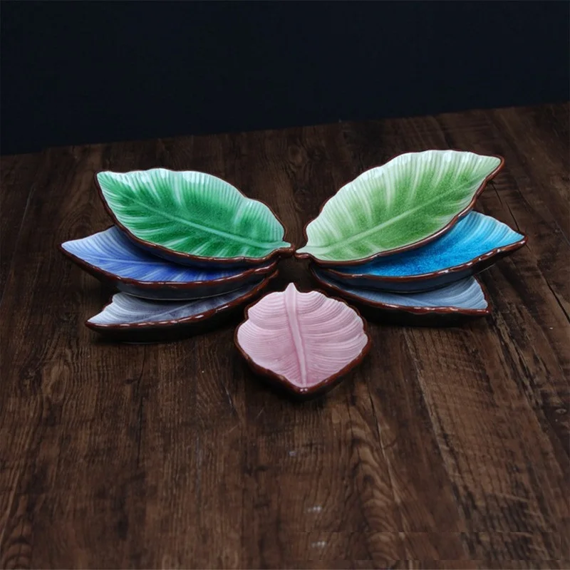 (2 шт.) блюдо с банановыми листьями керамическая тарелка глазурованные блюда для