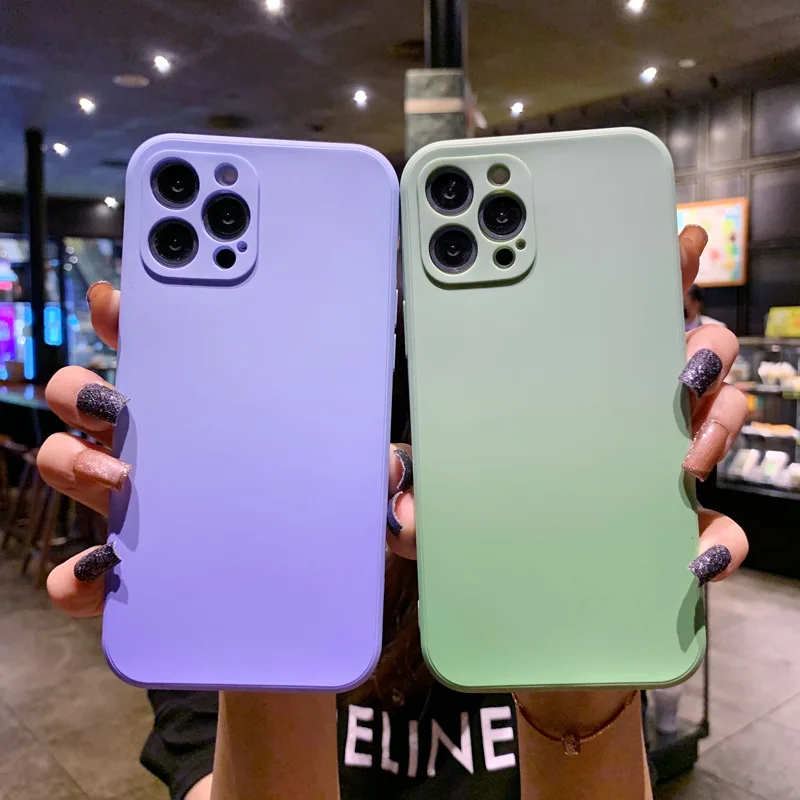 

Candy Color Gradient Phone Case For iPhone 11 12 Pro Max 11 Pro Camera Protection Liquid Silicone Back Cover
