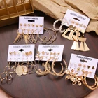 FAMSHIN богемные жемчужные серьги-кольца для женщин Подарки для вечерние Золотой набор серег в форме сердца и цветка висячие серьги 2021 ювелирные изделия сережки  серьги кольца висячие сережки необычные aros mujer