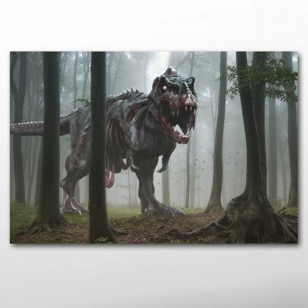 Тираннозавр Рекс зомби динозавр настенные художественные плакаты на холсте