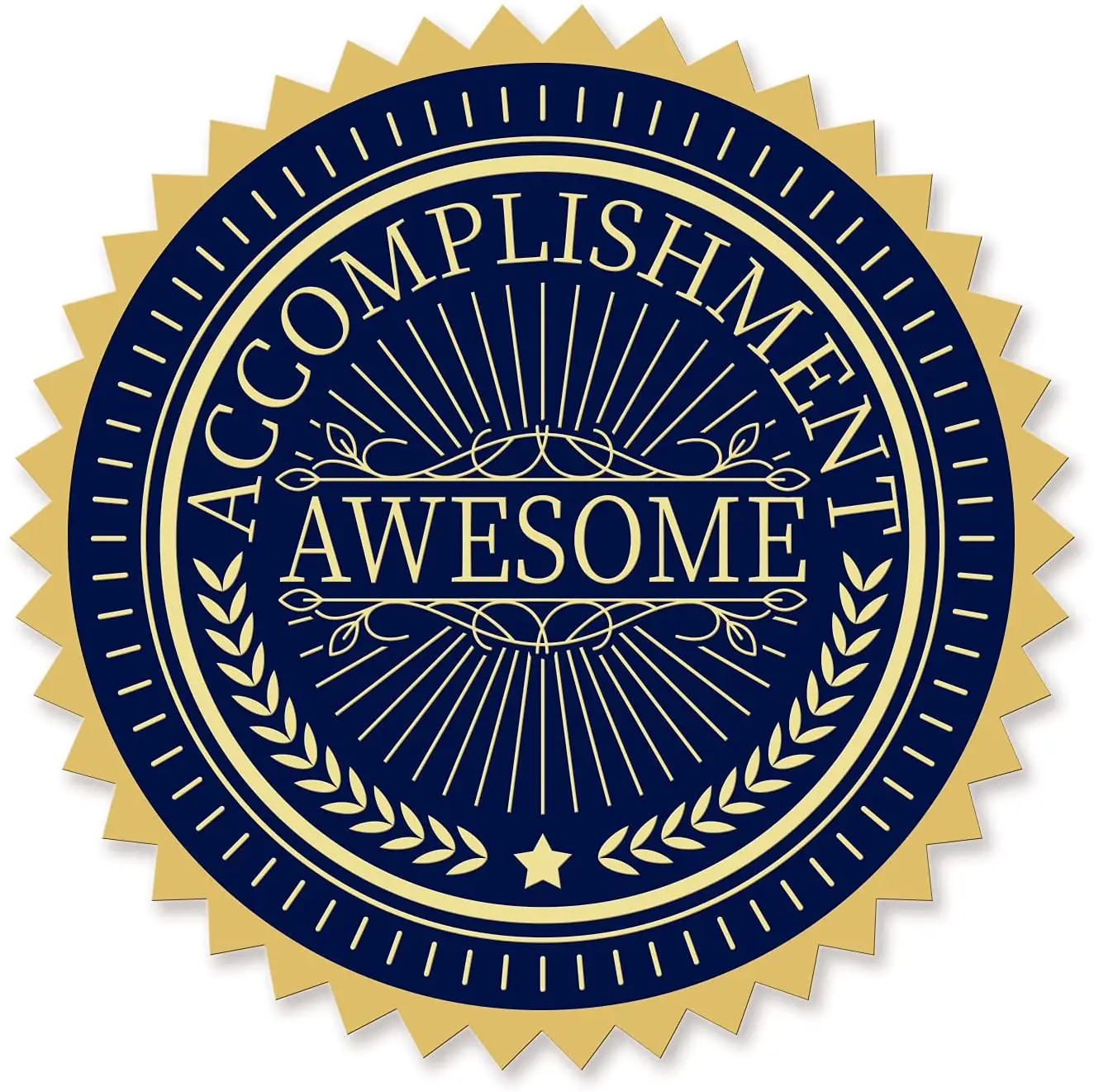 

100PCS 50mm Gold Foil Certificate Seals Awesome Accomplishment 2" Round Self Adhesive Embossed Stickers Invitations Christmas